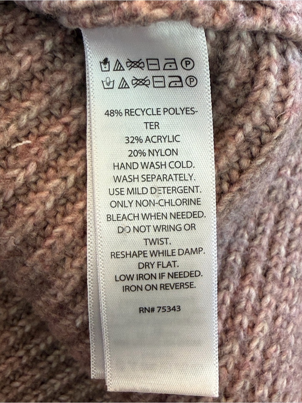 cupcakes & cashmere Mauve Ribbed Shawl-Collar Turtleneck Sweater, Size Large - Picture 4 of 7
